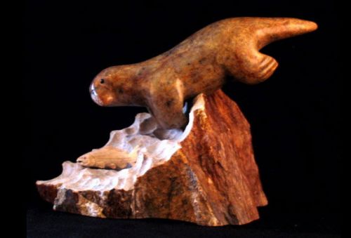 FISHING OTTER SOAPSTONE